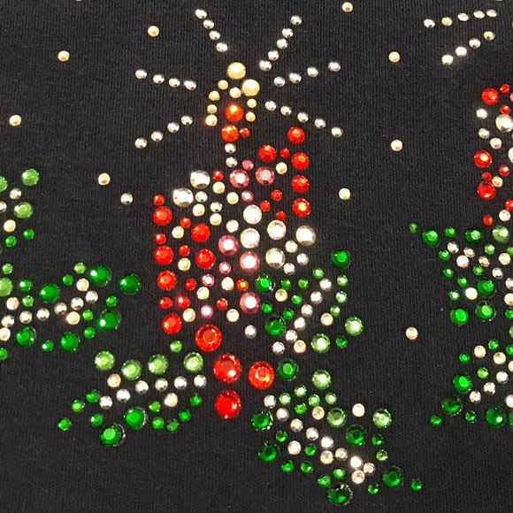 QF navy blue holiday 3/4 sleeve top with 3 blingy candles — sparkly! (2X) - Picture 8 of 16